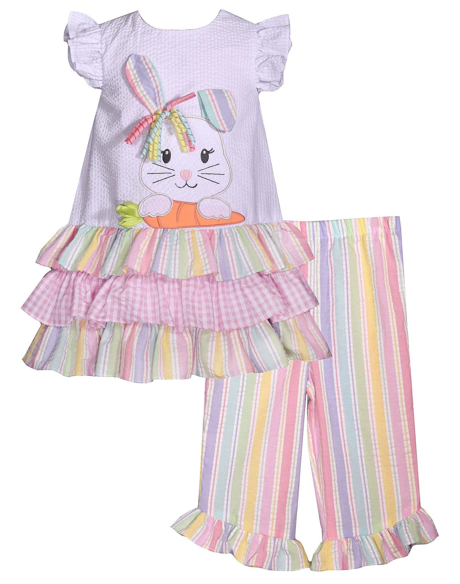 Bonnie Jean Girl's Easter Dress -Little Girls Summer Dress (US, Age, 4 Years, Stripe Bunny)