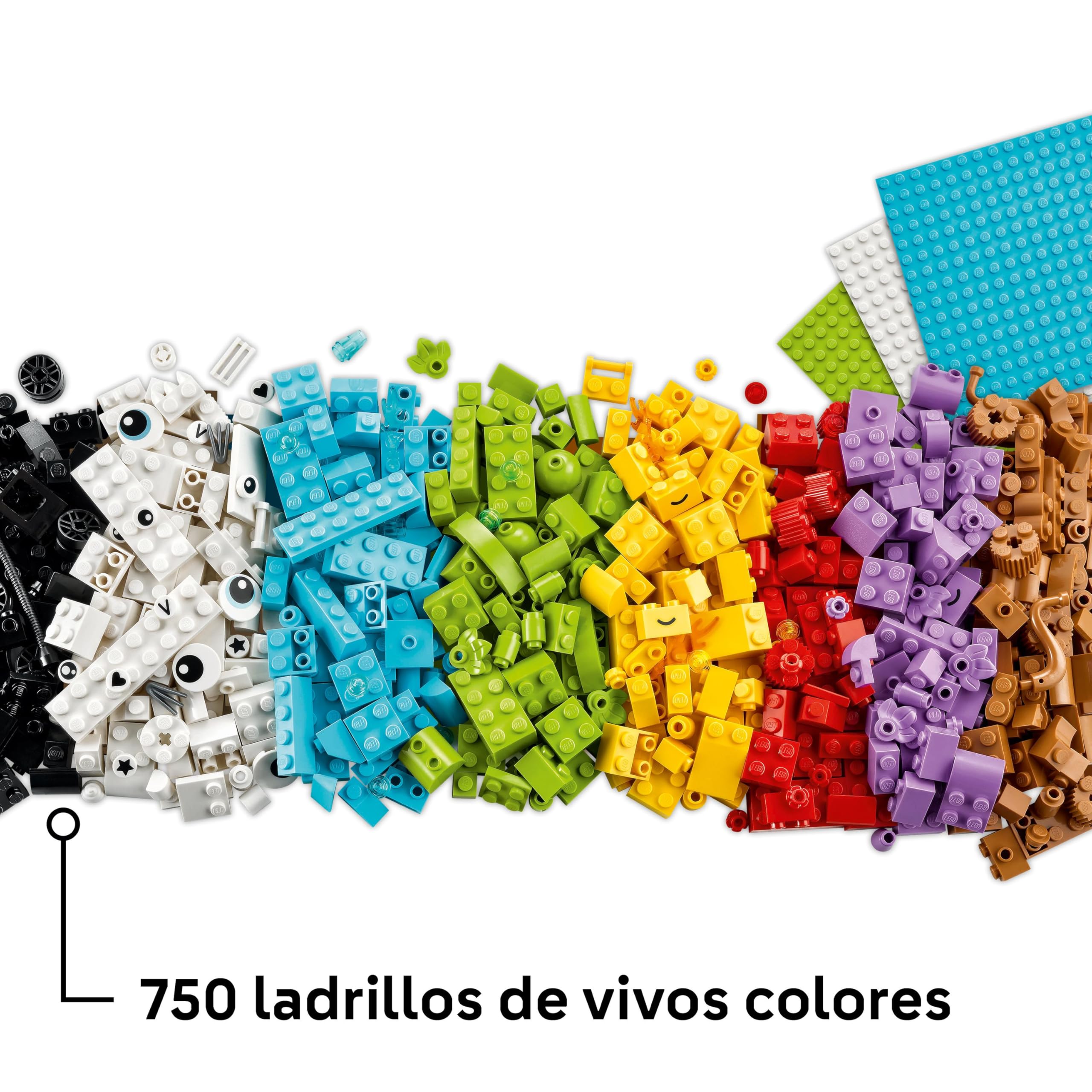 LEGO Classic Caja Creativa para Construir y Jugar con Ladrillos de Colores, Casa, Perro, Camión de Bomberos, Teclado, Nubes, Arcoíris y Más Juguetes, Manualidades para Niños y Niñas de 5+ Años 11044
