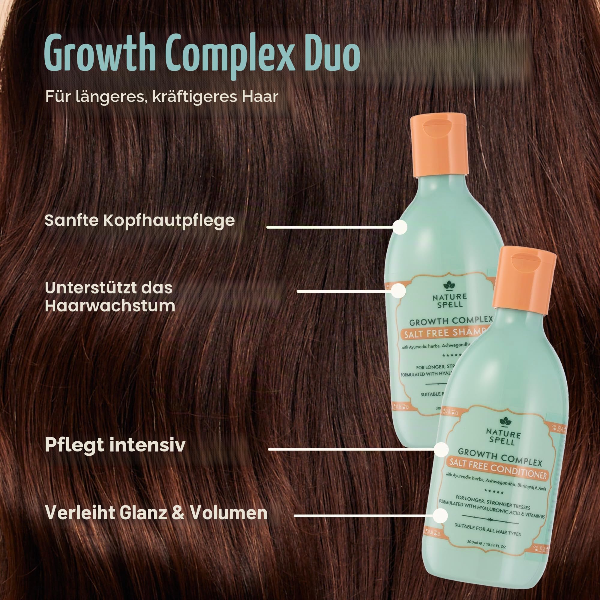 Nature Spell Haarwuchs-Set (3-teilig), mit Rosmarinöl für Haar & Kopfhaut, Shampoo & Spülung, sulfatfrei, farbschonend, für alle Haartypen, vegan | für Haar & Kopfhaut, Shampoo & Conditioner Set, sulfatfrei, farbsicher, vegan