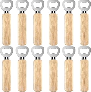 12Pcs Wood Bottle Openers, Bartender Bottle Openers, Engravable Beer Bottle Openers, Cider, Soft Drinks Bottle Opener for Home, Bar or Restaurant-Wood Handle Handheld