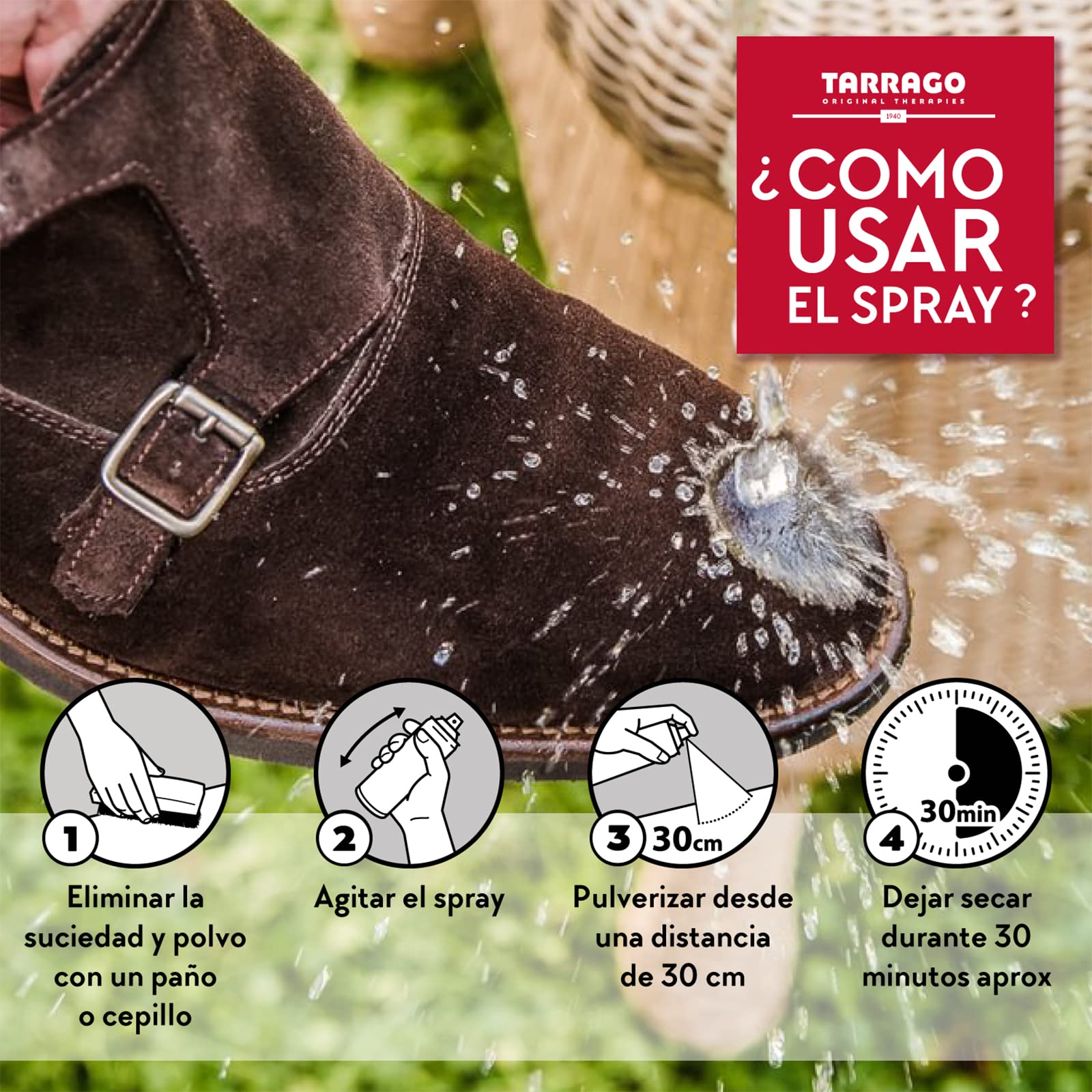 Tarrago Protector Universal 100 ml – Spray Impermeabilizante Invisible para Calzado y Prendas | Cuero, Ante, Nobuck y Textiles | Repele Agua y Suciedad | Mantiene la Transpirabilidad | Incoloro