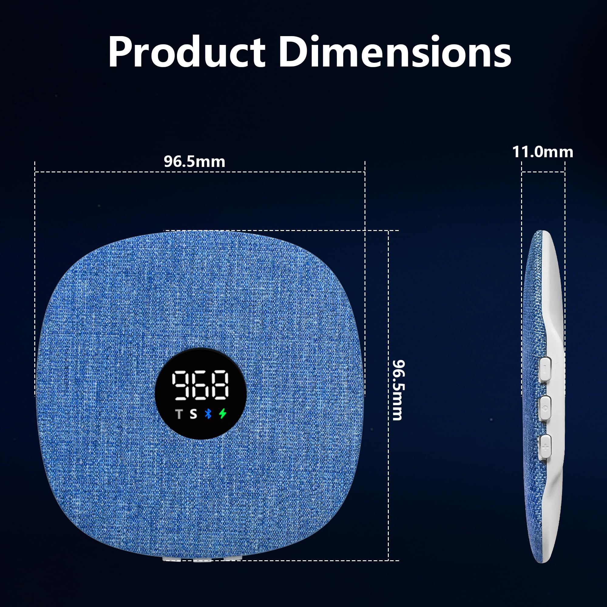 Mhaohuofu Under Pillow Speaker for Sleeping, Dual Bone Conduction Bluetooth Pillow Speaker with LED Display, Two Playback Modes, Timer Adjustment, 16 Hours Battery Life for Sleep Aid (Blue) — view 8
