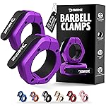 DMoose Barbell Clips (Pair) - Quick Release Olympic Barbell Clamps with Anti Slip TPR Grip, 2 Barbell Collars for Secure Weightlifting & Powerlifting (Purple & Black - Magnetic)