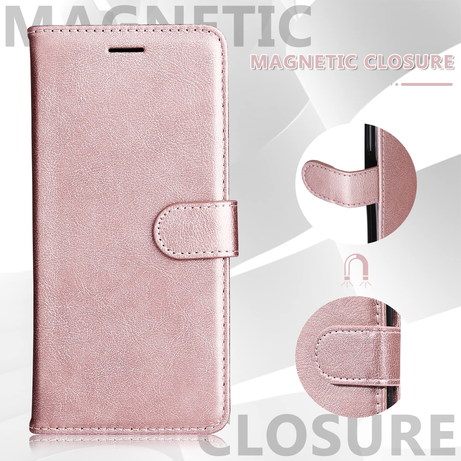 Custodia Portafoglio In Pelle RankOne Per OnePlus Nord 2T – Rosa Con Motivo Floreale, Flip Cover Con Porte Carte - 4