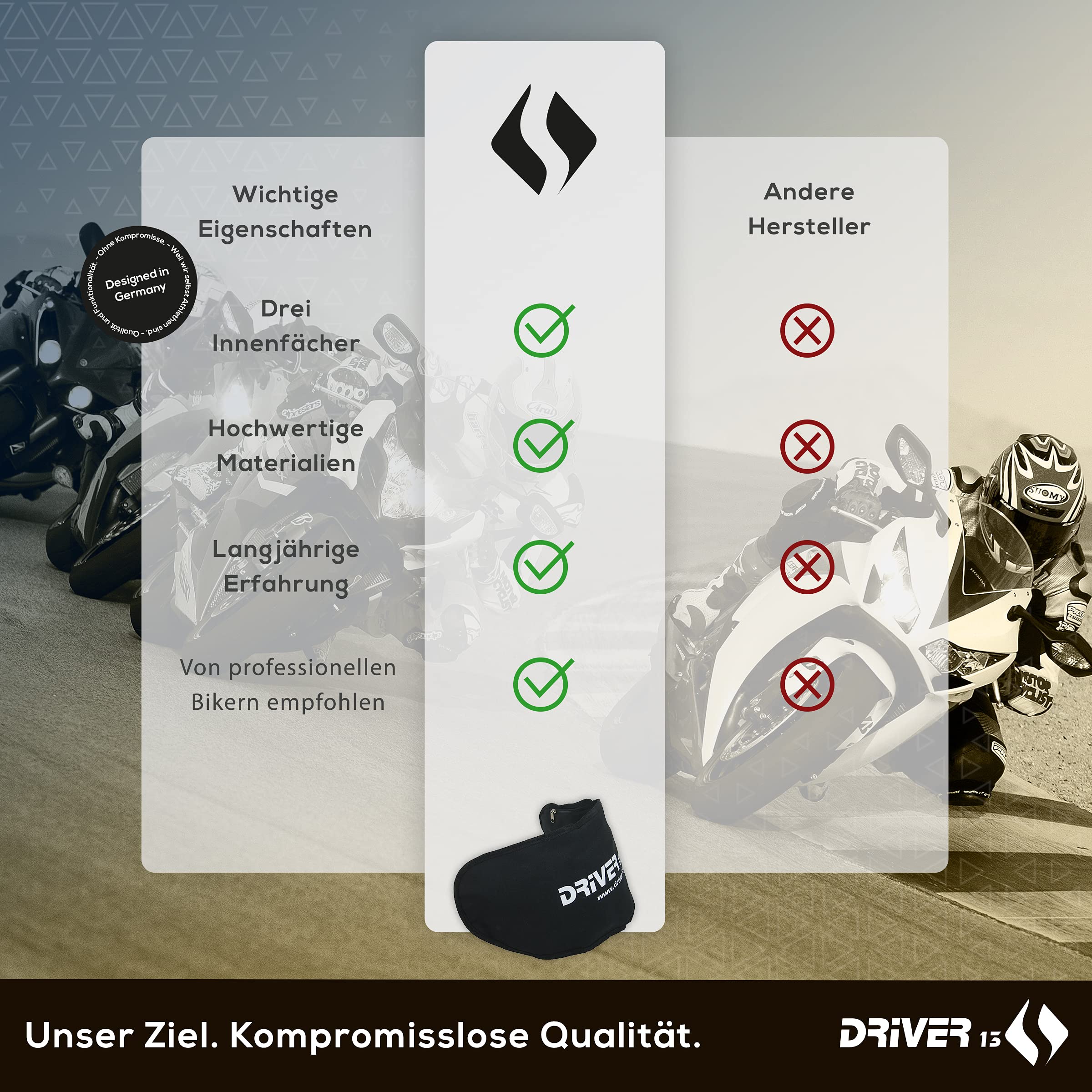 Driver13 Helmvisier Tasche Motorradhelm, Visiertasche für bis zu 3 Visiere, Trennfächer, Aufbewahrung, schwarz