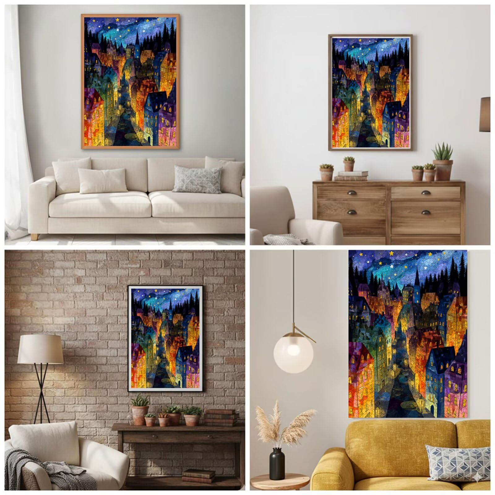 4000 Pezzi Puzzle Adulti - Città & Cielo stellato - Fabbricazione in Legno Robusto (Forma Classica) - Decorazione Murale con Poster - Prodotto Riservato ad Adulti e 14 Anni in Su (147x105cm) P3#885