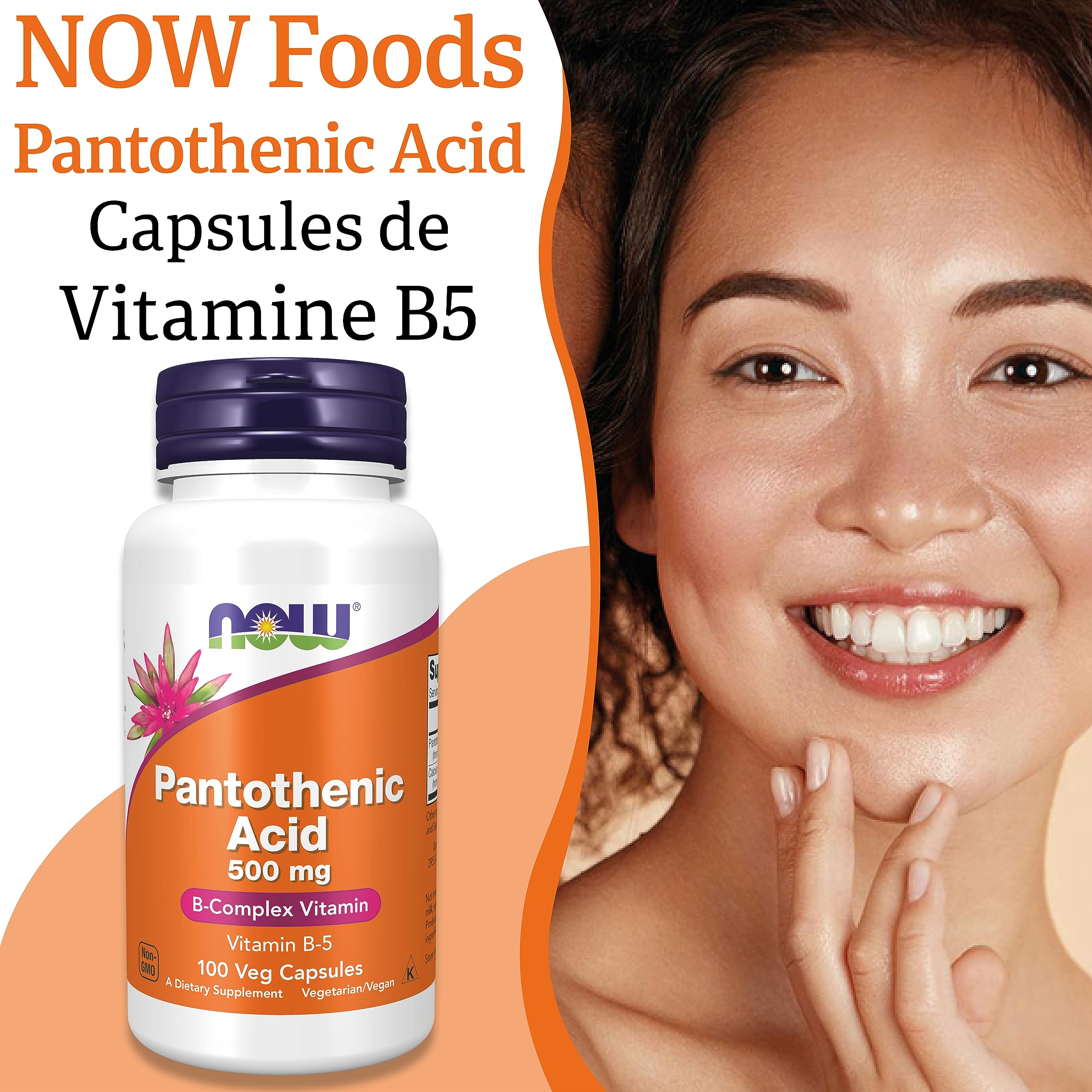 Now Foods, Pantothenic Acid (Acide Pantothénique), 500 mg, 100 Gélules végétaliennes, Testé en Laboratoire, Vitamine B5, Fortement Dosé, Sans Gluten, Sans Soja, Végétarien