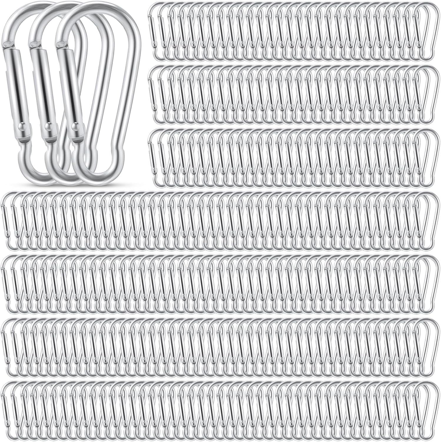 Yaocom 500 Pcs 2" Spring Snap Hooks Bulk Small Aluminum Alloy Clip Keychain Spring Snap Hook for Hanging Camping Hiking Traveling Fishing Outdoor