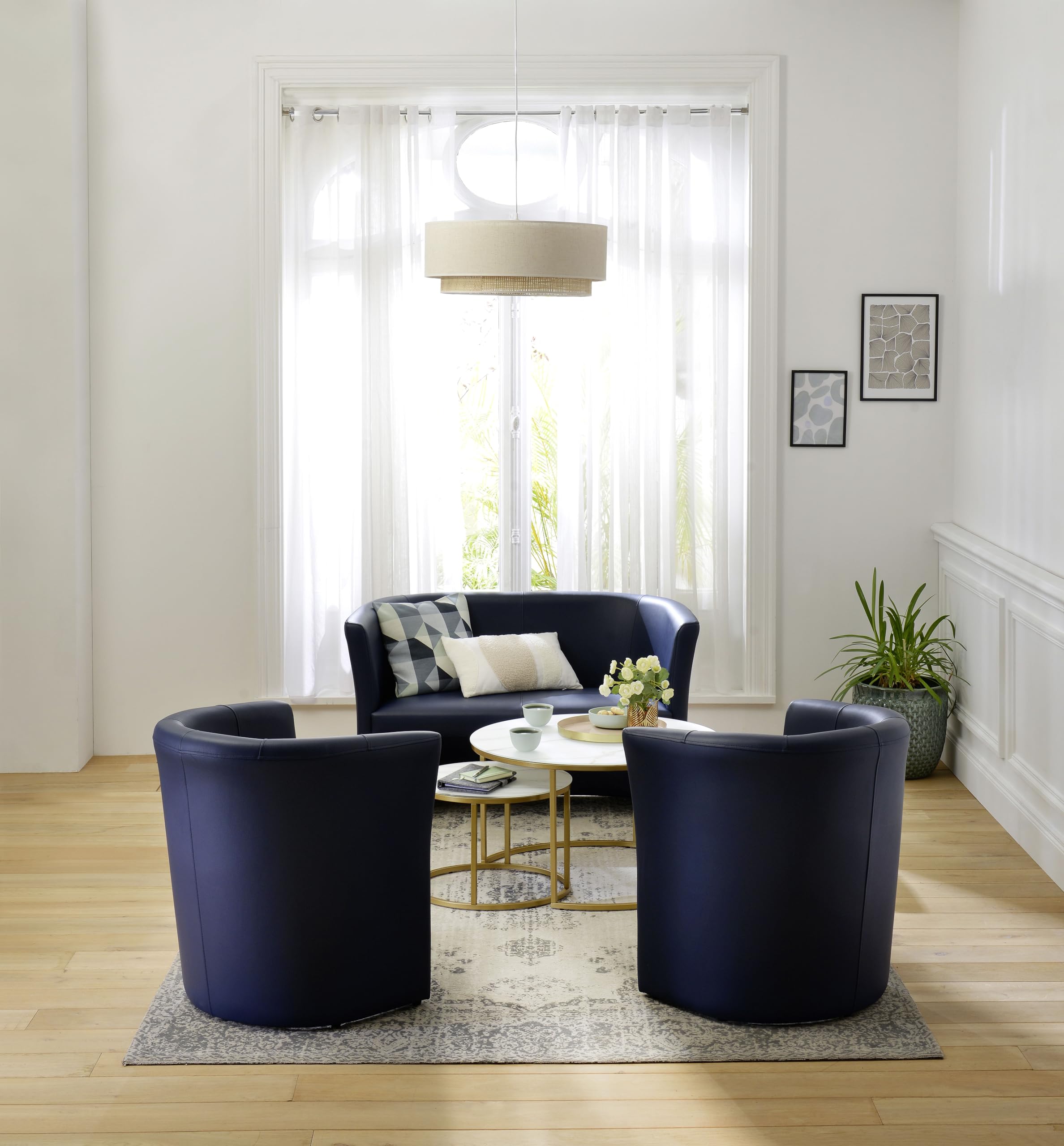 Générique Canapé Premium 2 Places - Simili Cuir (Bleu)