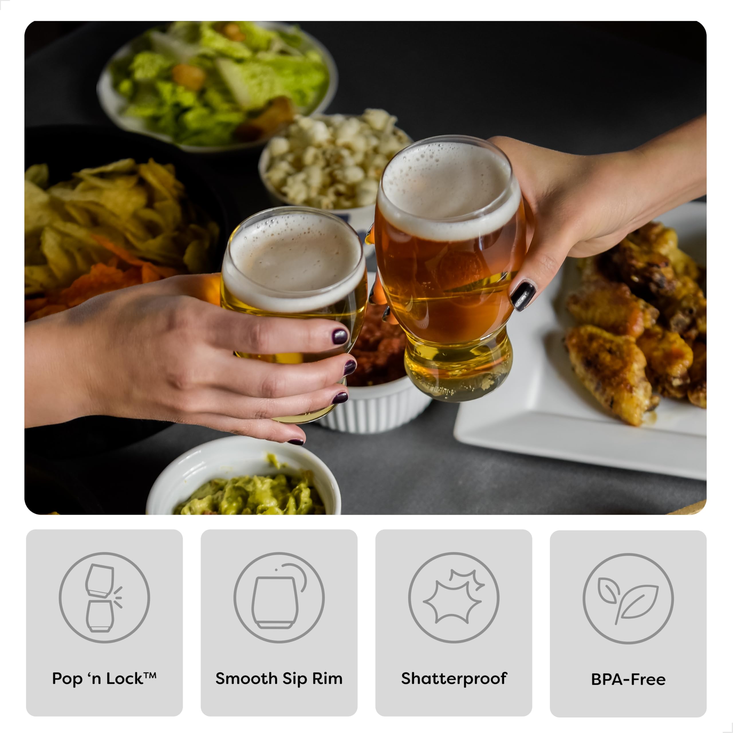 TOSSWARE POP - Juego de 12 vasos de cerveza de plástico transparente de 7 onzas, reciclables, irrompibles y de alta calidad, 12 unidades (paquete de 1)
