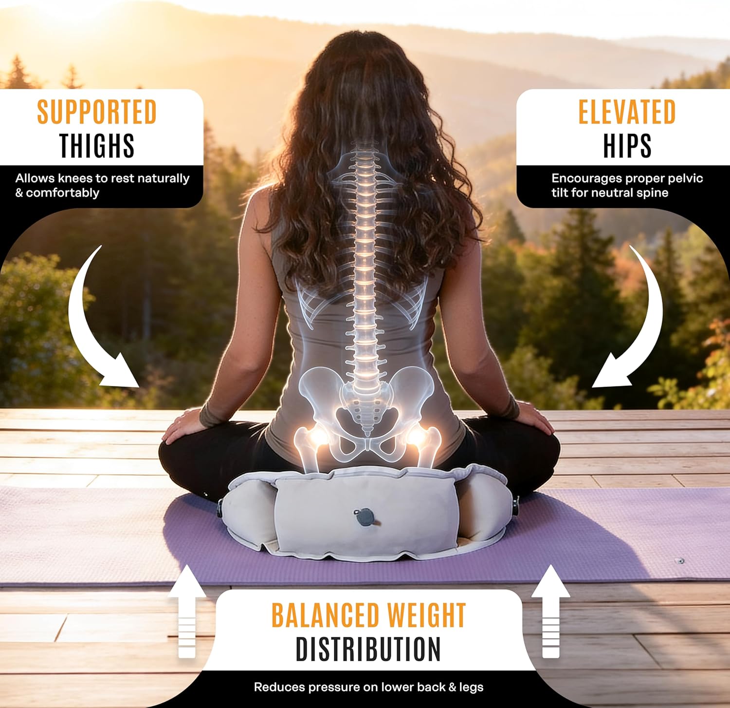 Air Meditator Inflatable Meditation Cushion and Travel Pillow – Meditate on Air in Total Comfort with Adjustable Three-Chamber Design for Enhanced Posture and Portability