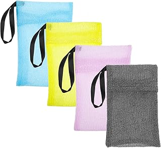 Beavorty 4 Pcs Soap Saver Pouch Body Scrubber Exfoliator Soap Holder Loofah Exfoliating Soap Bags Foaming Net for Bath