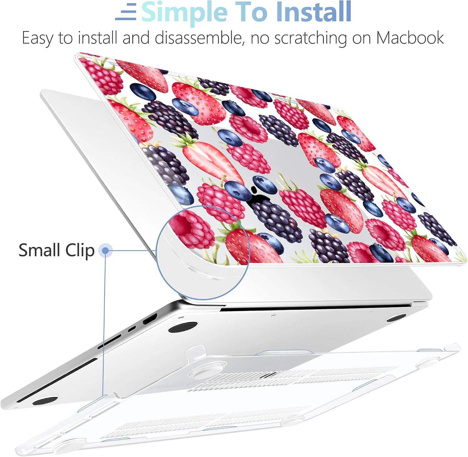 MEEgoodo Compatible with MacBook Pro 14 inch Case (M5/M4/M3/M2/M1) Pro/Max 2026 2025 2024 2023 2021, Case Fit Model A3427/A3426/A3434/A3112/A3401/A3185/A2918/A2992/A2779/A2442, Fresh Berries Pattern