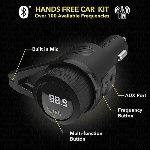Miniatura 2 de Scosche BTFM5 - Kit de manos libres Bluetooth para coche con transmisor FM digital y puertos de carga USB de 12W duales para vehículos