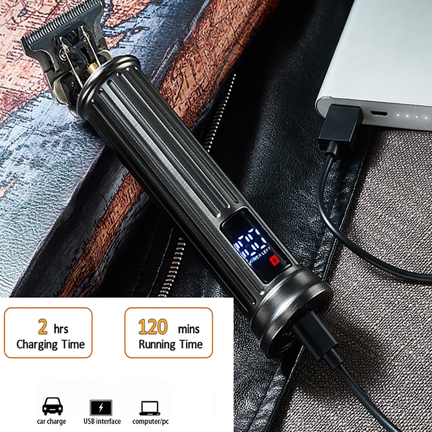 Hair Clippers for Men Rechargeable T-Blade Hair Trimmer & Foil Shaver, Cordless Nose and Ear Hair Trimmer - Image 4