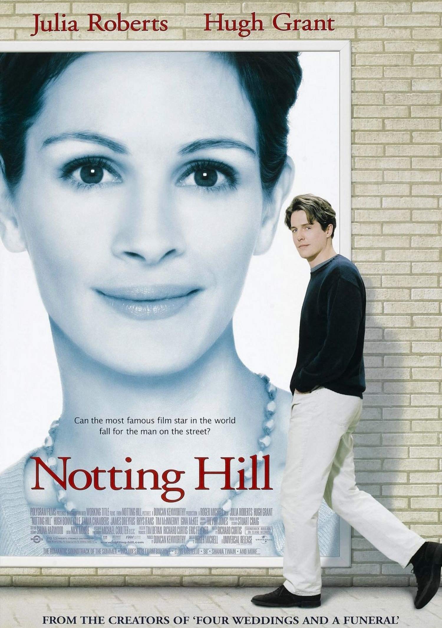 Notting Hill...Hugh Grant..Julia Roberts Classic Movie Poster Various Sizes (A3 Size 29 x 42 cms)