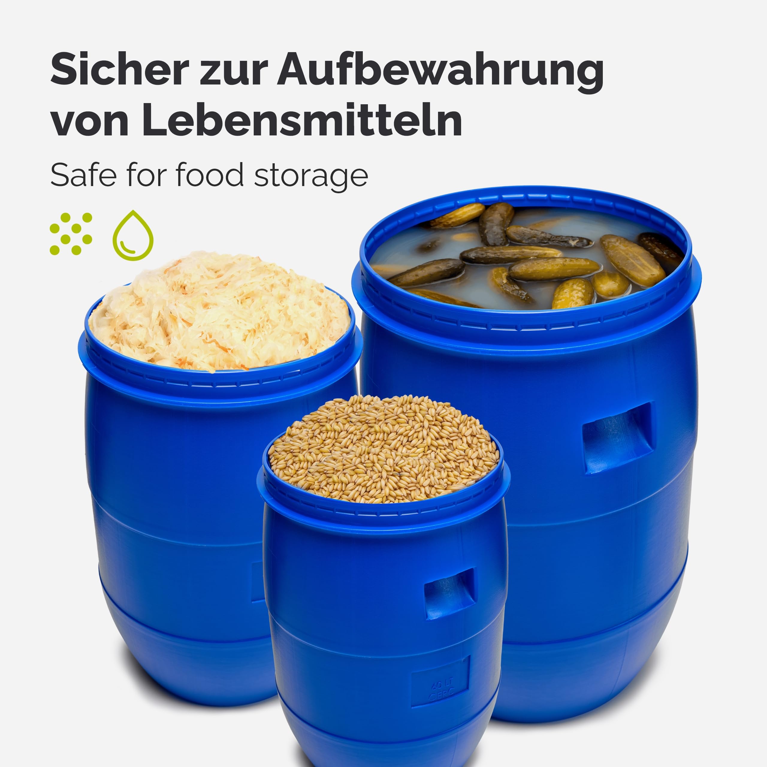 Garronda Set 2X 120 Liter Deckelfass Weithalsfass aus HDPE Regenfass für Garten Fass Regenwassertonne Futtertonne Universalfass Wasserfass Regentonne Lebensmittelfass Wassertank GD-0123, Blau