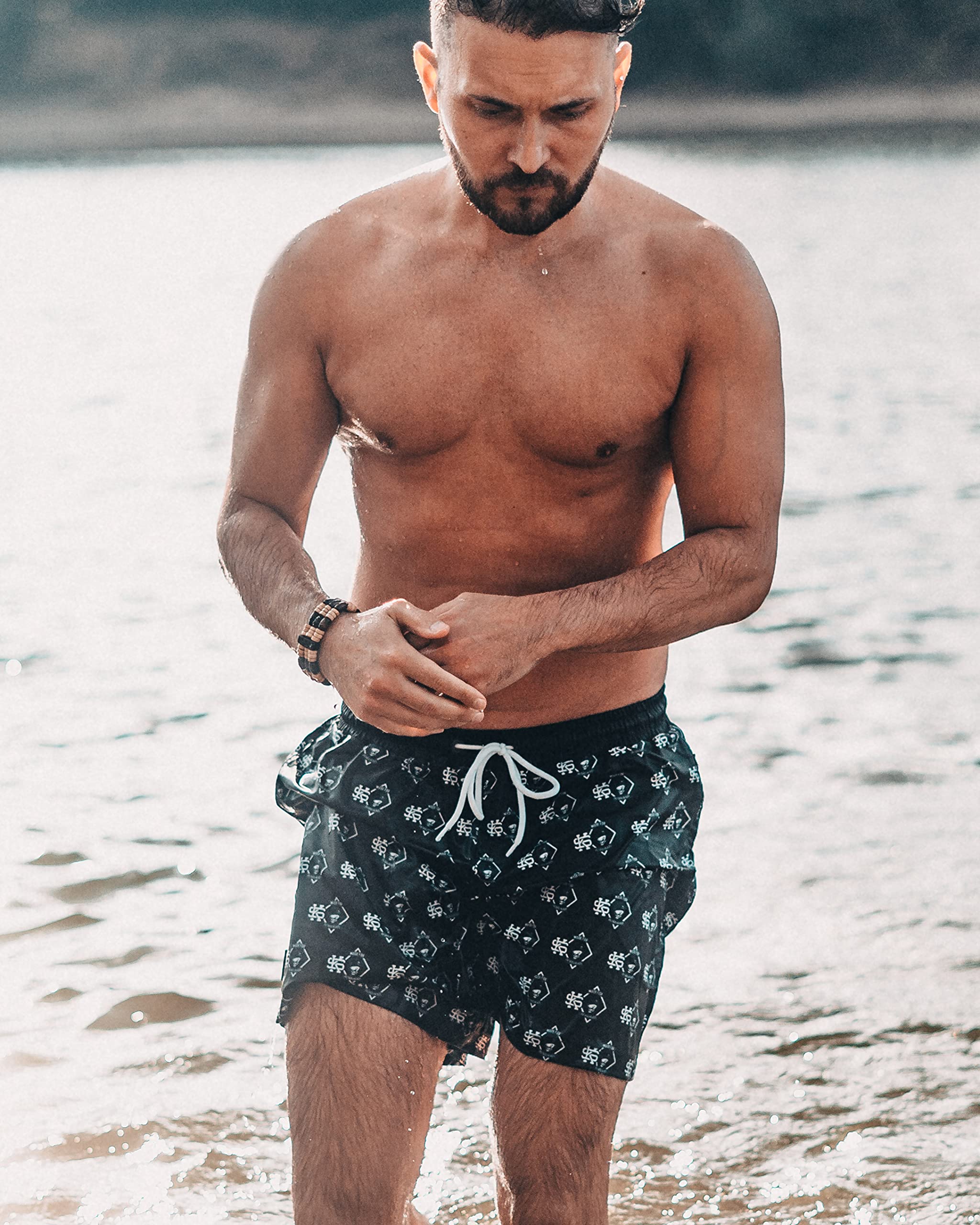 SOURKRAUTS Bañador Natacion para hombre Eddie en negro, tallas S - 3XL, Negro , XXL