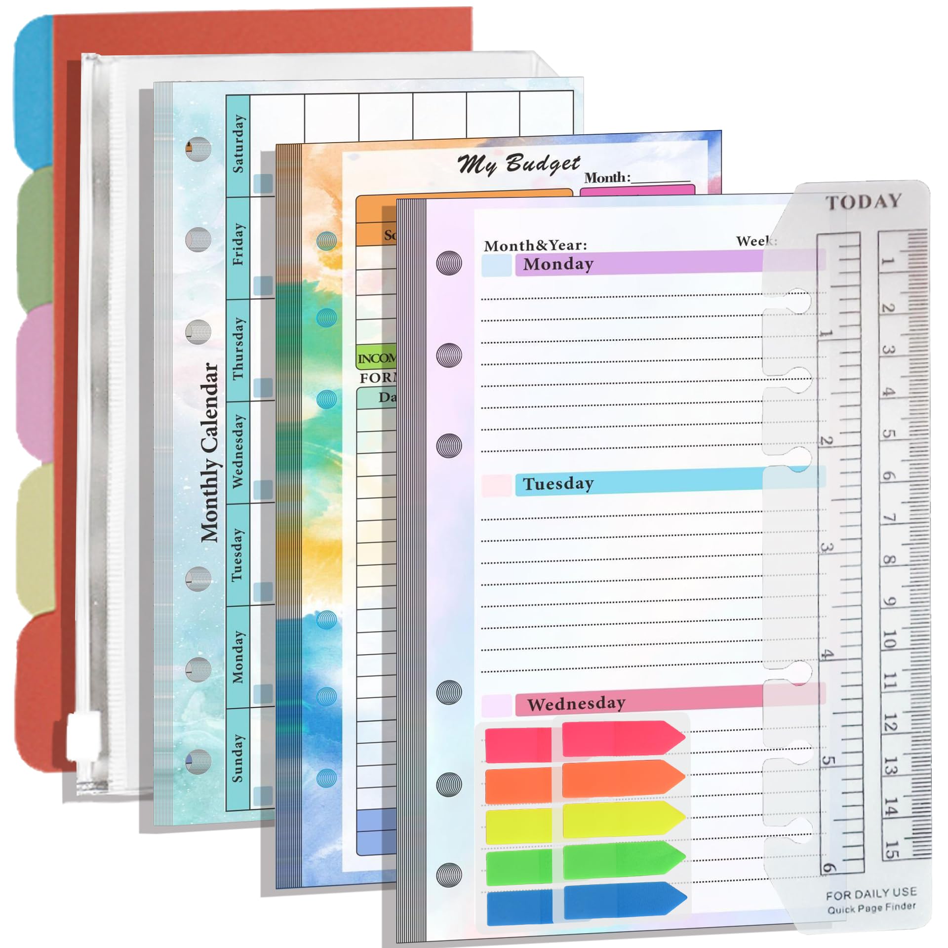 NEYSA 6 Holes Binder Refill Paper Kit for Filofax Personal Size, 82 Sheets