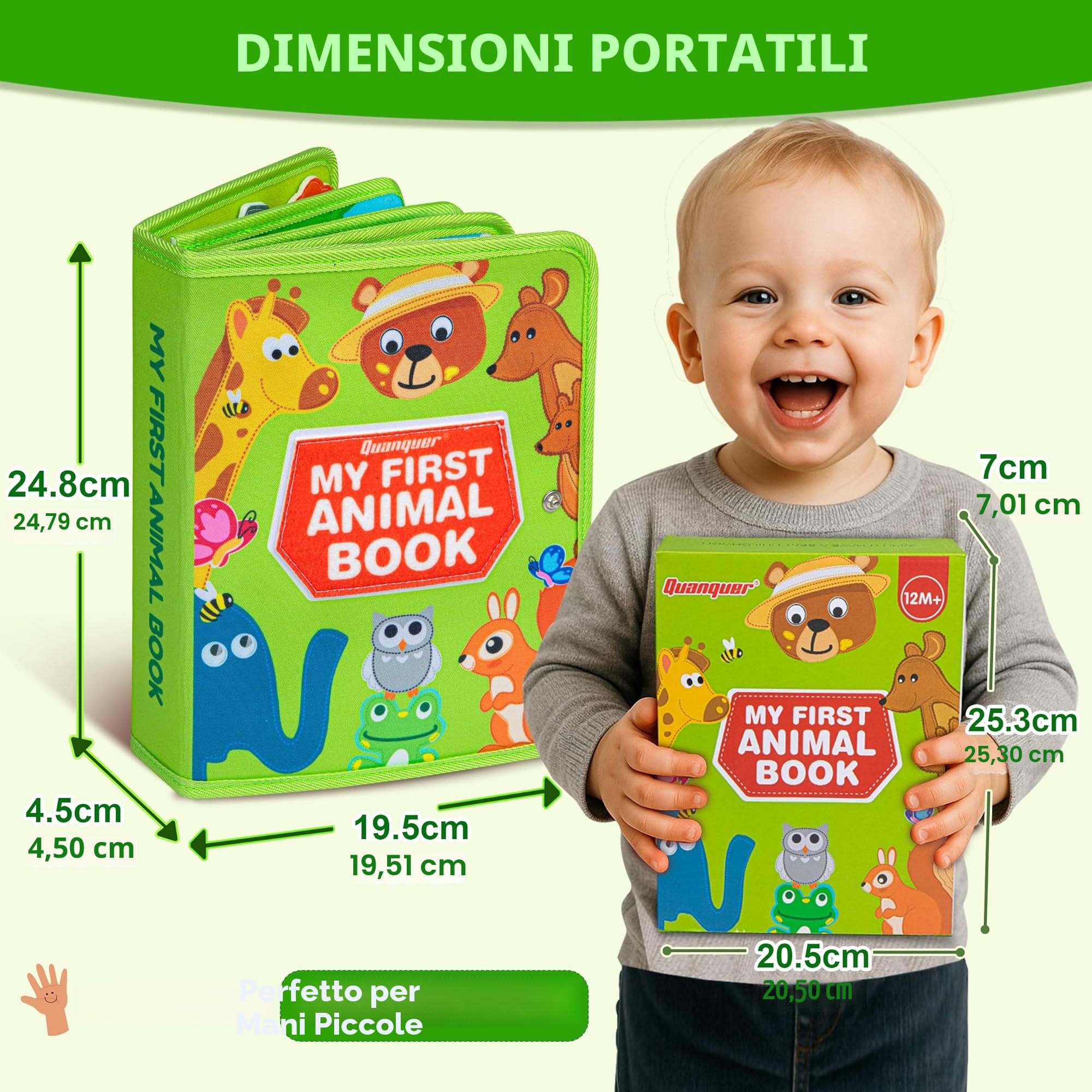 Quanquer Animal Busy Board Montessori Giocattoli per Neonati 1 2 3 Anni - Activity Book per Neonati Ragazzi Ragazze Regalo di Compleanno con Scatola Regalo - Aereo Auto Viaggio Quiet Book Giocattolo