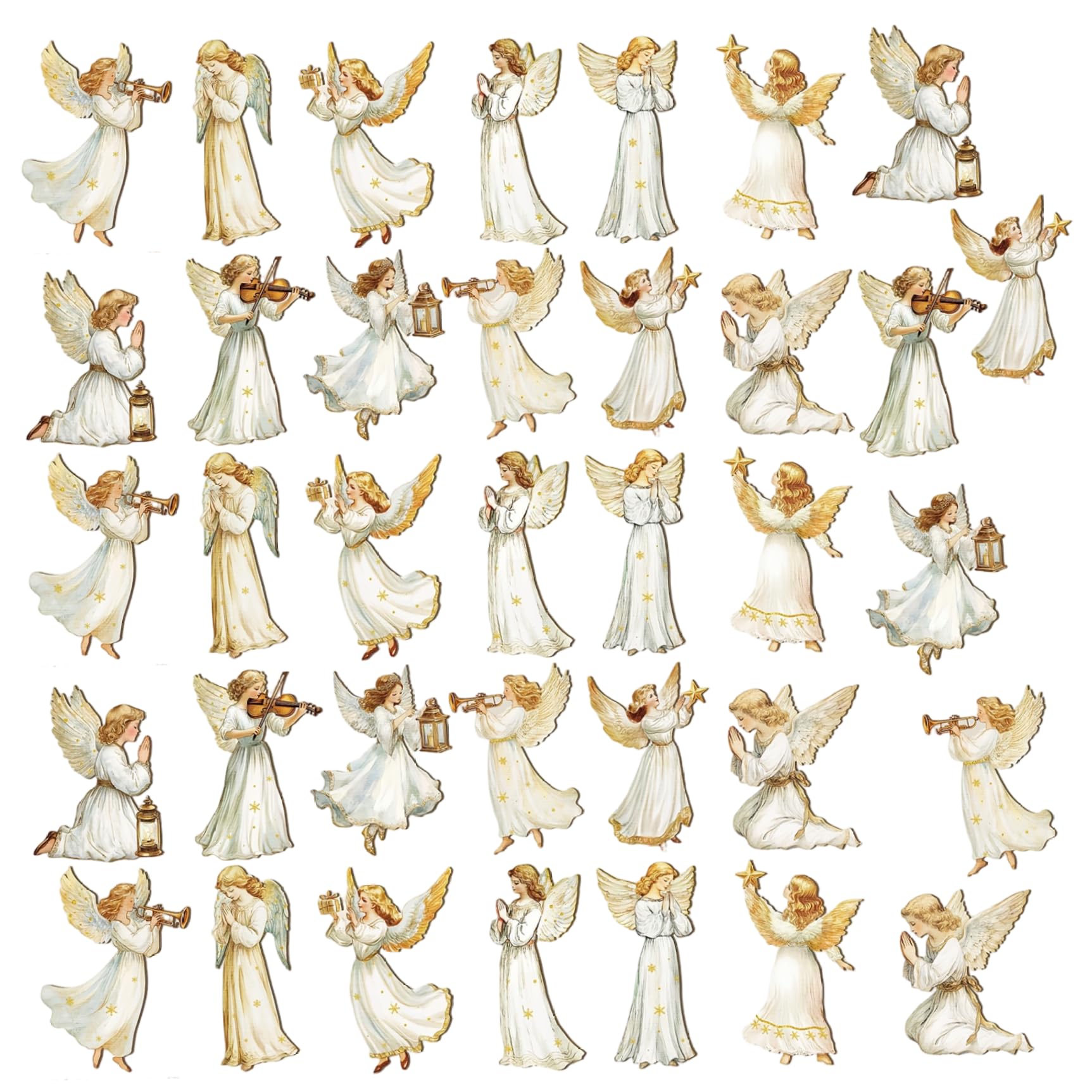 36Pcs Christmas Angel Ornaments, Wooden Angel Pendant Rustic Farmhouse Hanging Ornaments for Xmas Tree Holiday Indoor Decor, Xmas Decor
