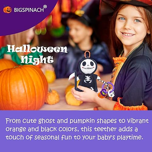 Miniatura 3 de Juguete mordedor de calabaza para bebé, anillo de dentición de Halloween, Pesadilla antes de Navidad, Parca de peluche, juguete de dentición de