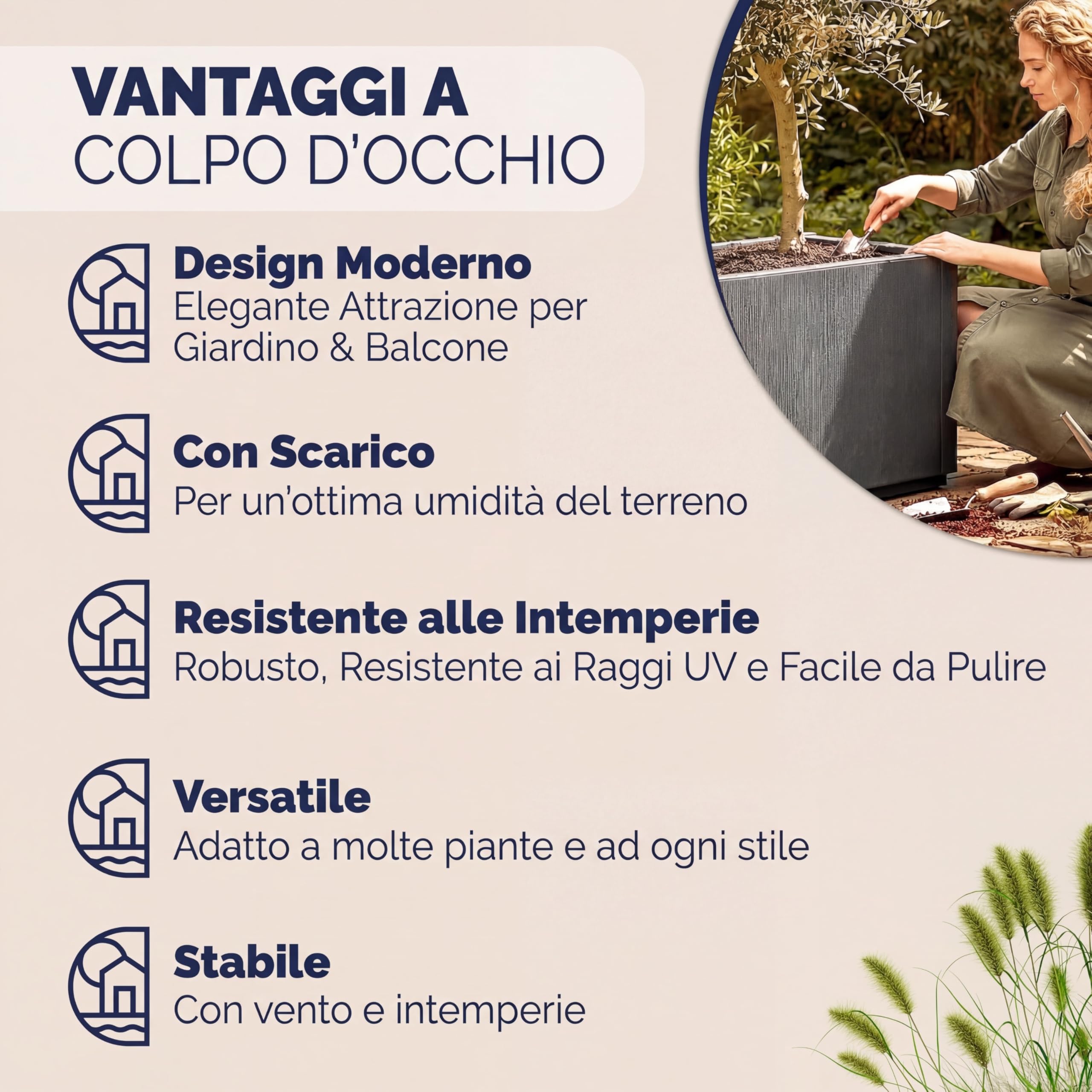 Casaria® 2x Fioriera da Esterno Ethica in Plastica 80L 80x36x35cm Base Drenante Fioriere da Giardino Vaso Grade per Fiori Vasi per Piante Rettangolari