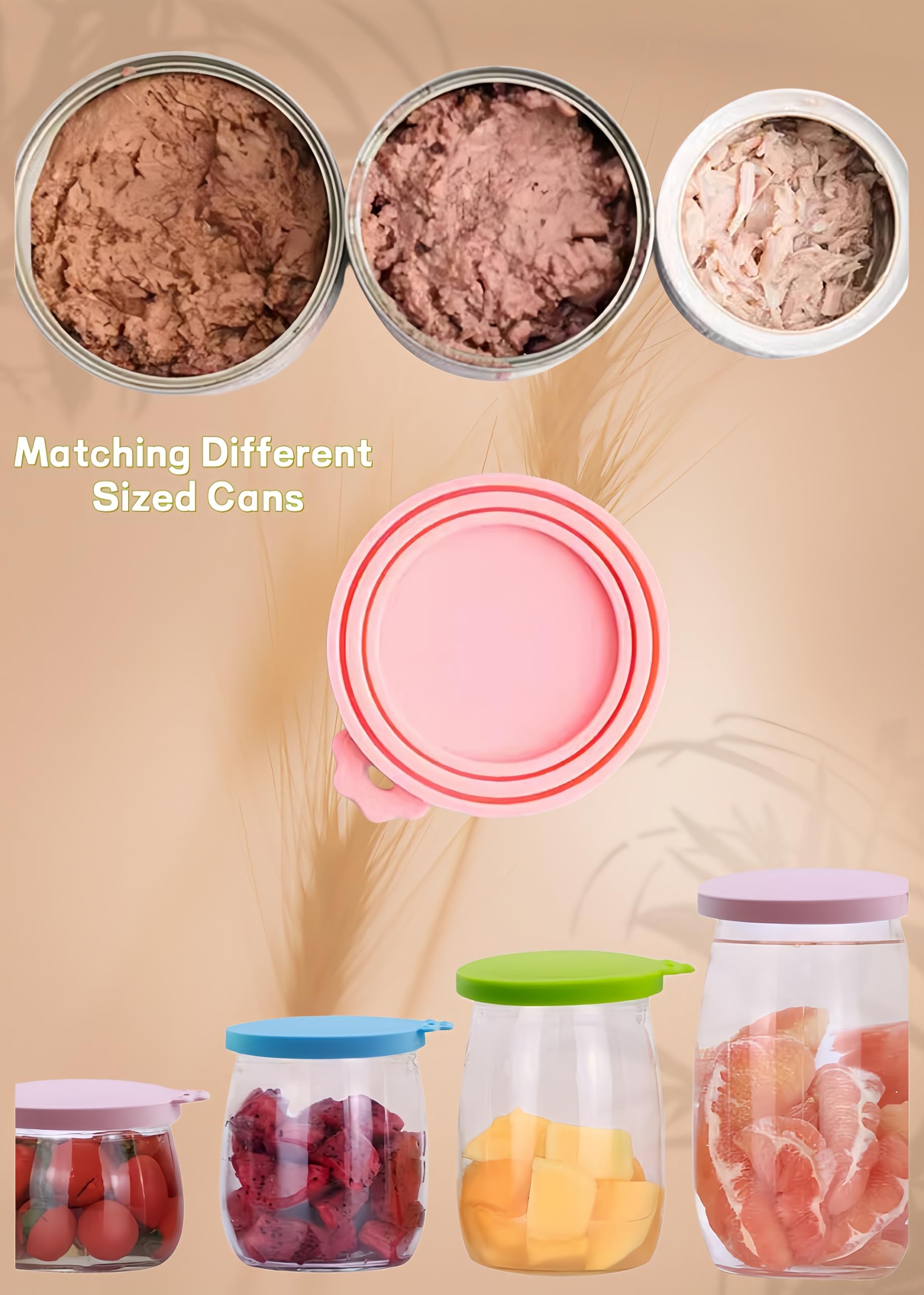 Coperchi universali in silicone per lattine alimentari, adatti per conservare cibo per cani e gatti, coperchi ermetici, in silicone per uso alimentare, adatti a 3 dimensioni standard, rosa