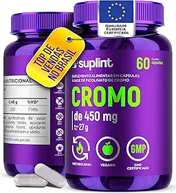 Picolinato de Cromo 250 mcg – Suplemento Mineral Vegano para Metabolismo e Açúcar no Sangue – Sem Glúten e Não OGM – 60 Cápsulas