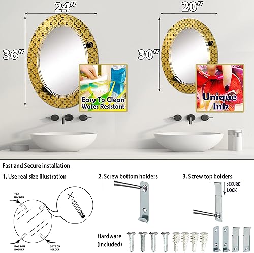 Miniatura 9 de Gold Designer Pistol II- Vanity Mirror, Bathroom Mirrors, Wall Mirrors for Living Room, Bedroom - Round Mirror - Large 24'x24', 32'x32'
