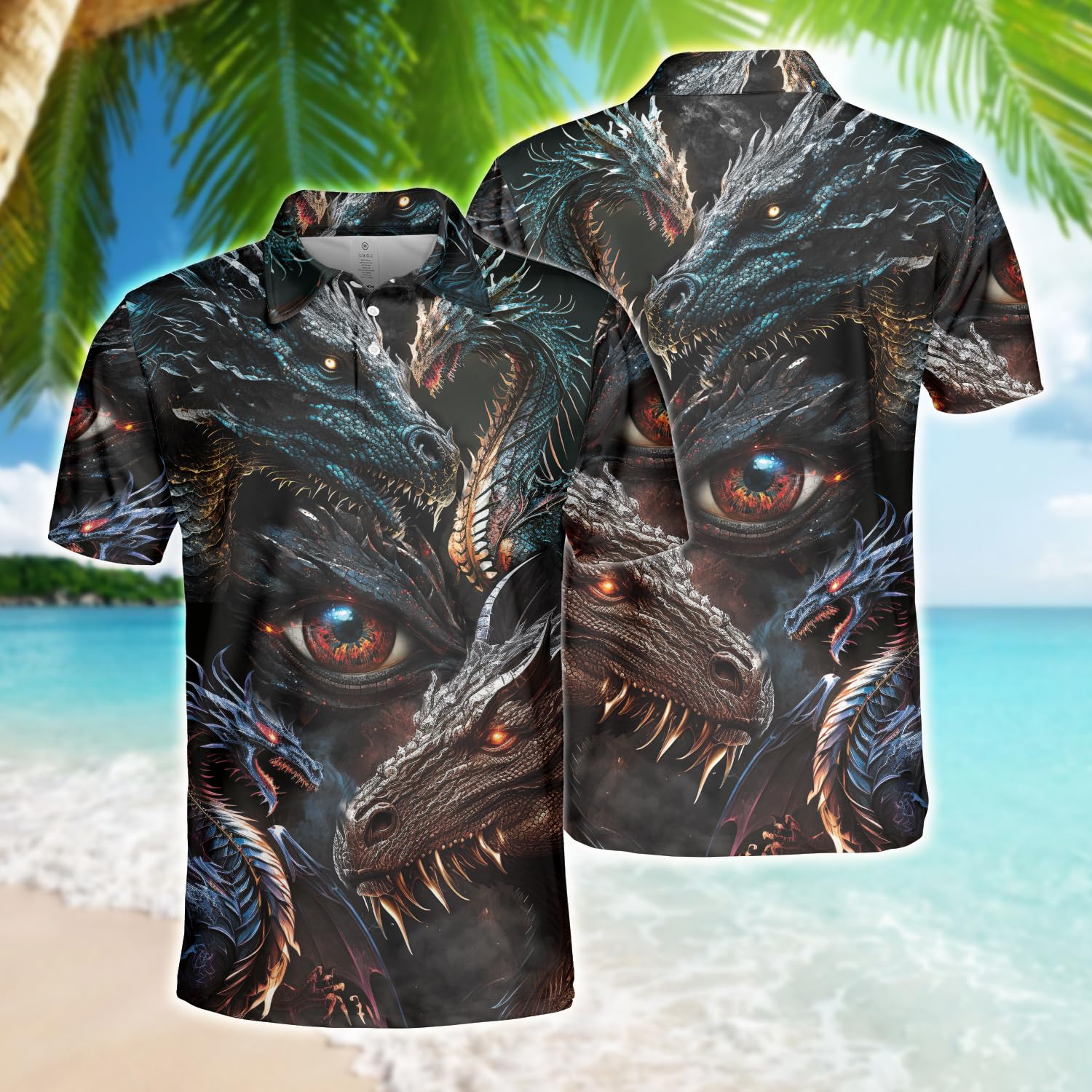 Dragons Polo Shirts for Men - Short Sleeve Golf Shirts Lightweight Mens Polo T-Shirt Casual Style Series 64.1 Size XL