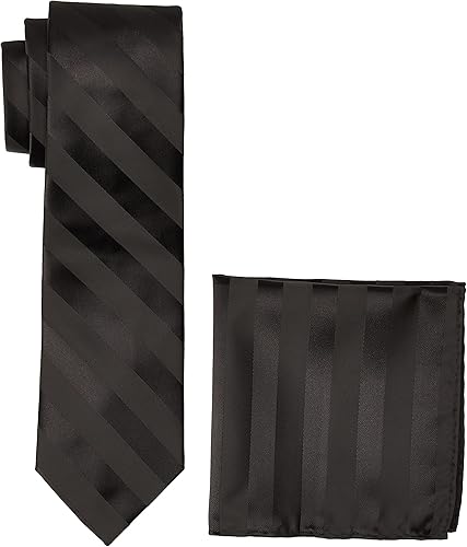 Stacy Adams Conjunto de corbata formal de rayas para hombre
