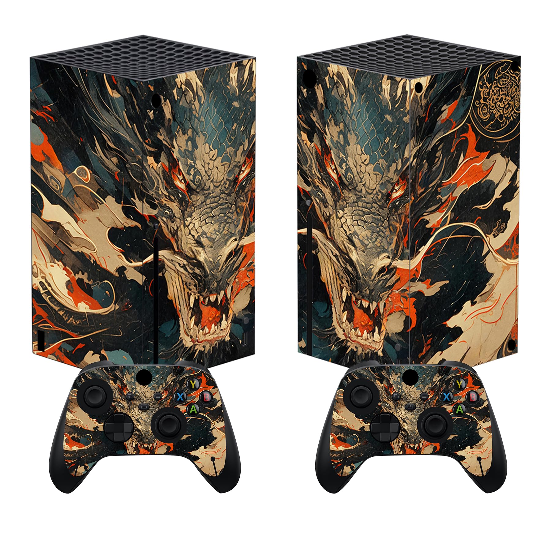 PlayVital Pegatina para Xbox Series X - Calcomanía Vinilo Skin Adhesivo para Consola y Mando, Diseño Duradero, Protección Antirayaduras, Fácil de Colocar y Quitar (Colores Hojas) — view 50