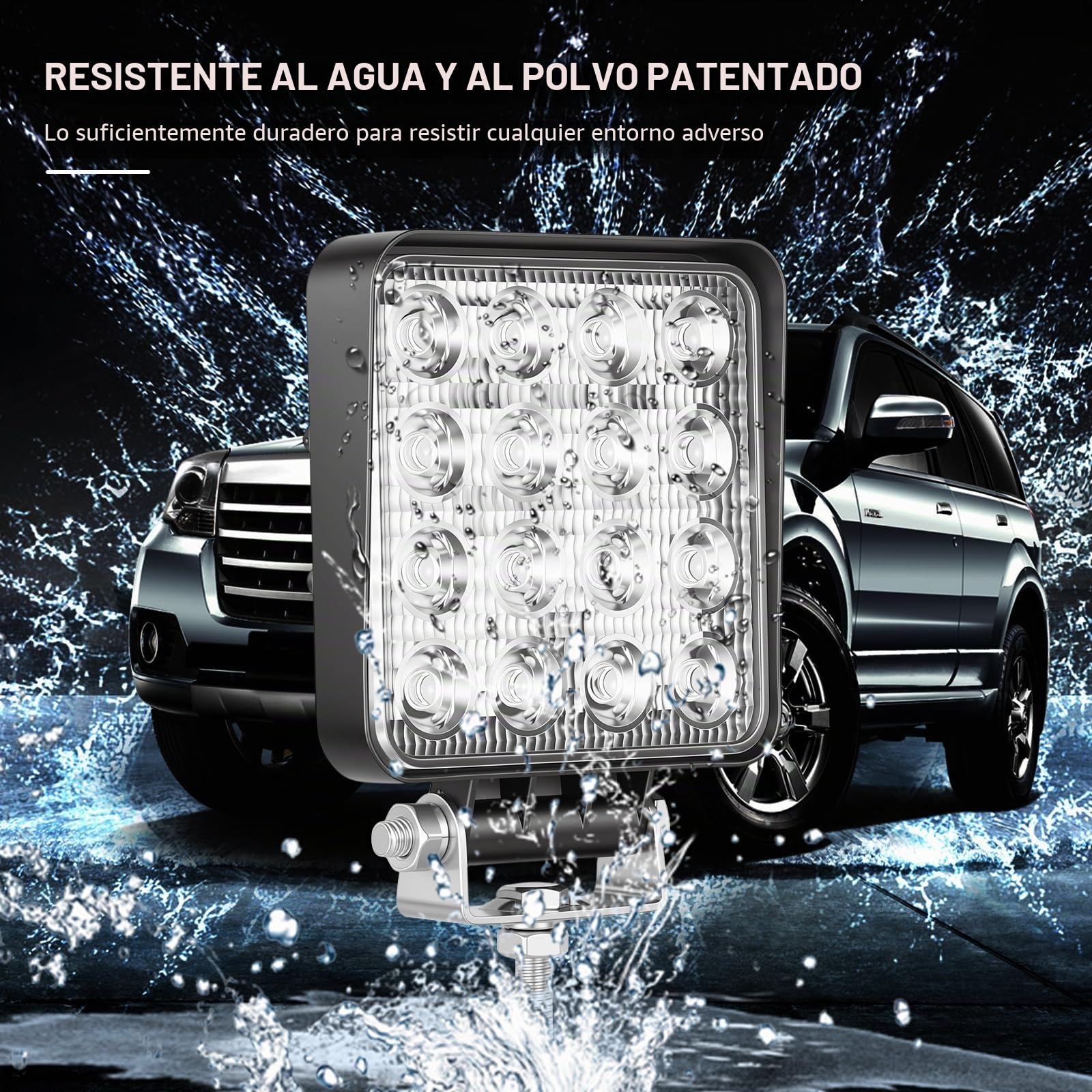 Willpower 2pcs Focos LED Tractor 48W Faro Trabajo Led 10cm Faros de Trabajo Luz Antiniebla Impermeable IP67 Inundación para Camiones Coche Off Road Todo Terreno Pickup ATV SUV Barco 12V 24V