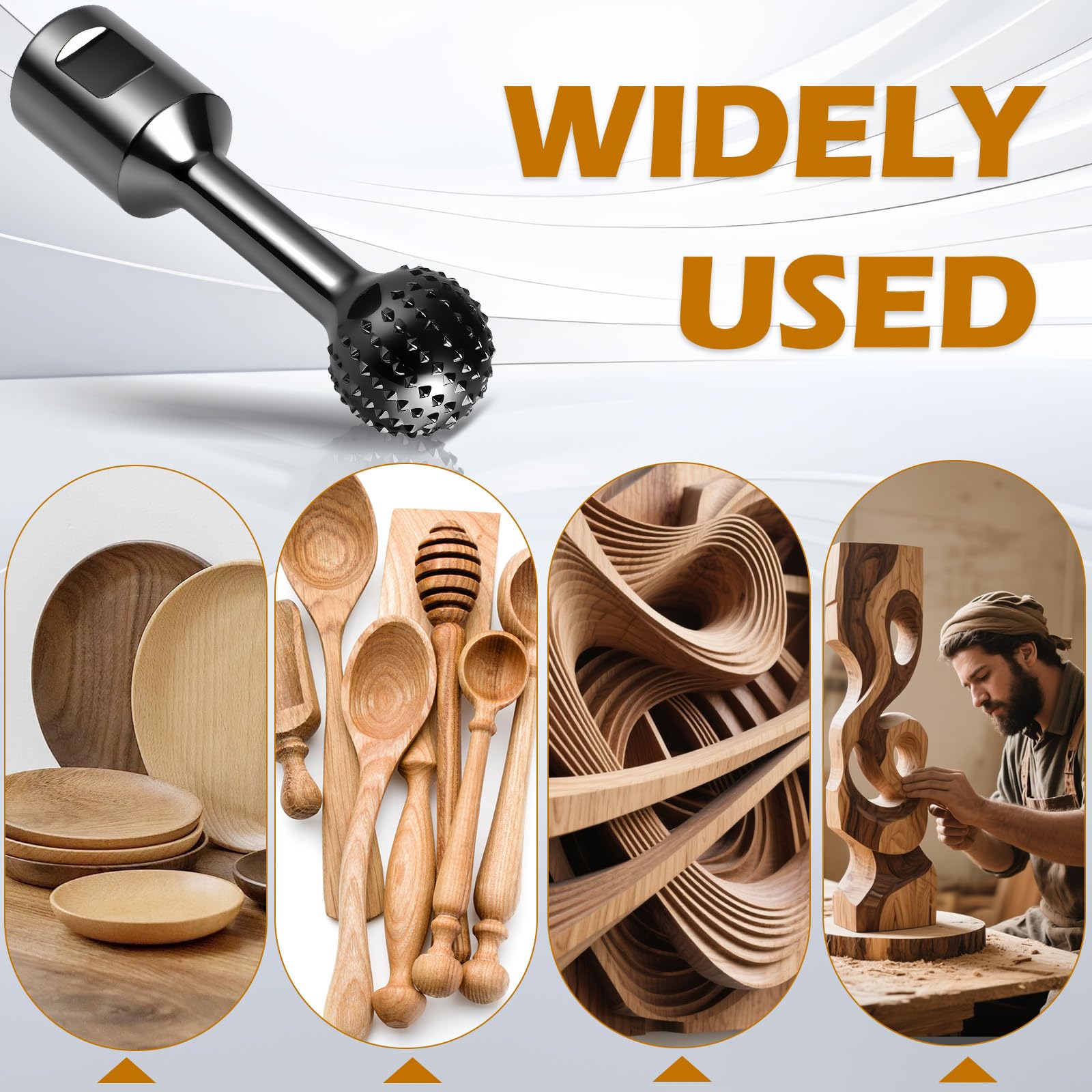 Fresa per legno ⌀25mm, Fresa a Sfera per Intaglio Legno, Fresa Sferica Universale per Trapano e Smerigliatrice, Adatta per Smerigliatrici Angolari 115/125 mm