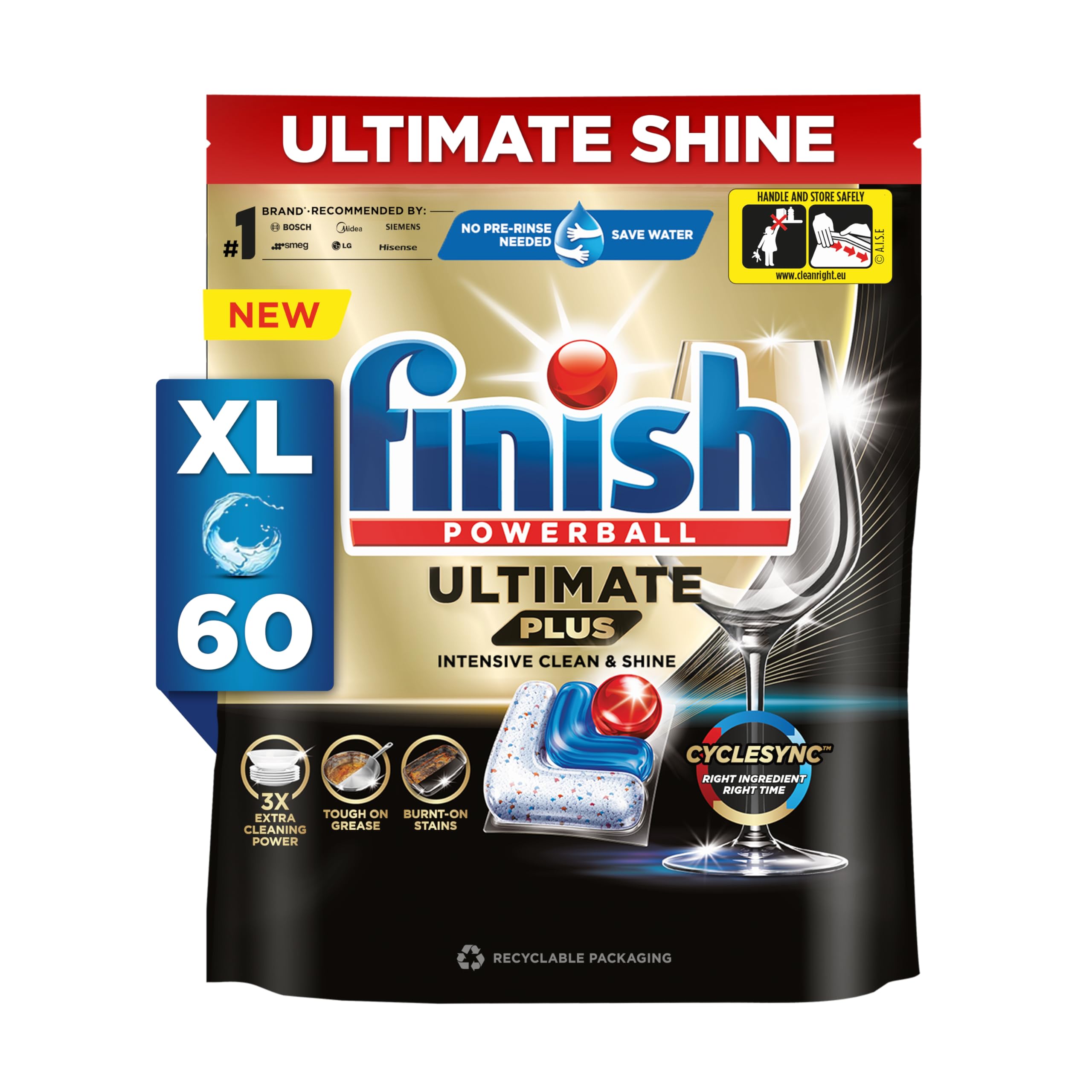 Finish 60 Tablets, Powerball Ultimate Plus Dishwasher Tablets |Best ever Clean & Shine-image-41