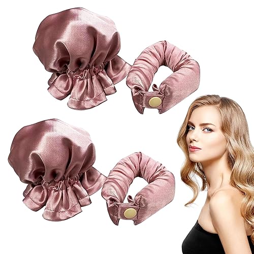 Juego de 4 rizadores satinados sin calor, kit de rodillos para rizos nocturnos, diadema y varillas de rizo, herramientas de peinado sin calor para