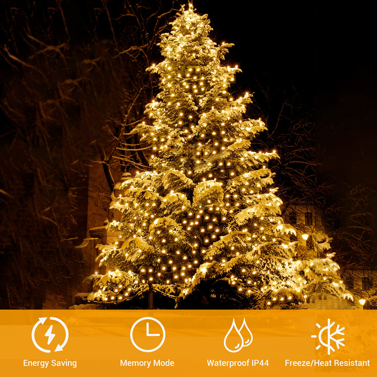 LED Lichterkette Außen 1000 LEDs Lichterkette Warmweiß Strom, 25M 8 Modi IP44 Wasserdicht CE-zertifiziert Weihnachtsbeleuchtung Innen für Weihnachtsbaum Kinderzimmer Balkon Garten Terrasse