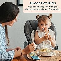 Vista 7 de Nook Theory 4 Pack Reusable Bamboo Plates - Non-Toxic Toddler and Kids Plate, Dishwasher Safe, Not Microwavable Dinnerware (Celebration 8")
