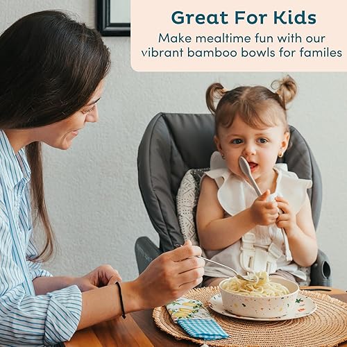 Miniatura 7 de Nook Theory Paquete de 4 platos llanos de fibra de bambú, alternativa para platos de plástico, platos para niños pequeños y niños, aptos para