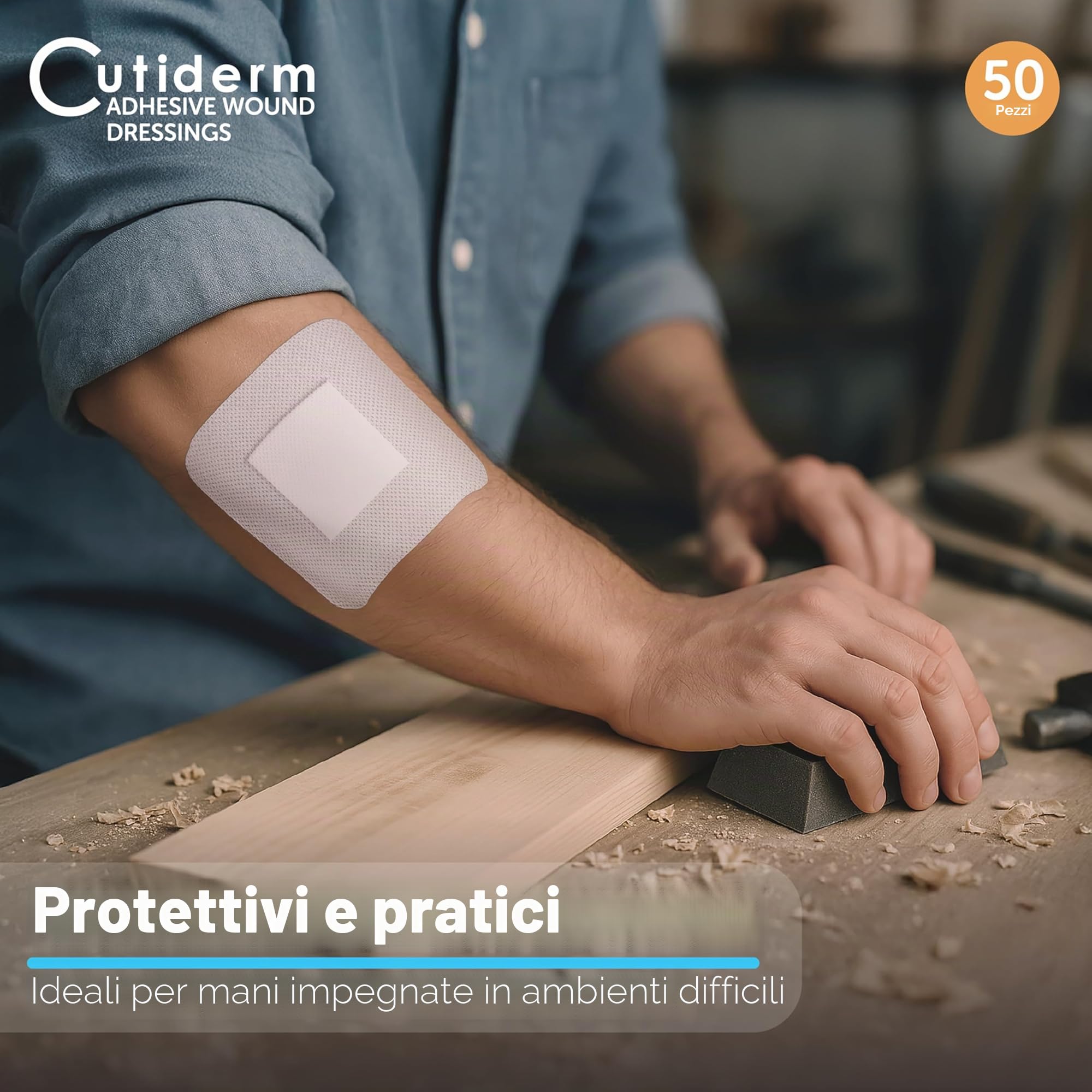 Cutiderm Medicazione adesiva sterile per ferite, 10 cm x 10 cm, confezione da 50
