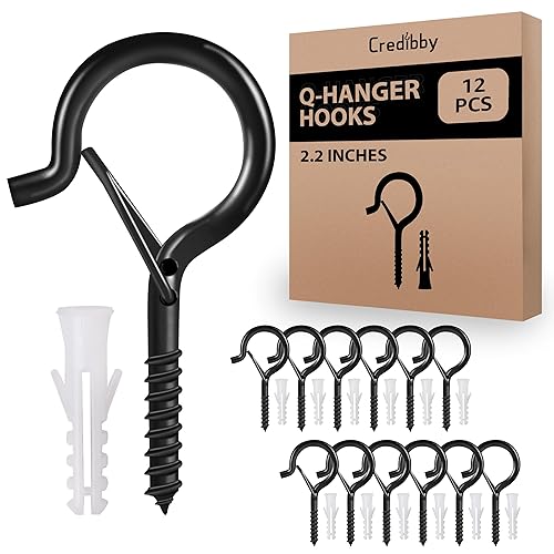 Ganchos de techo resistentes paquete de 12 ganchos de tornillo recubiertos de vinilo de 29 pulgadas para colgar plantas tazas campanillas de viento