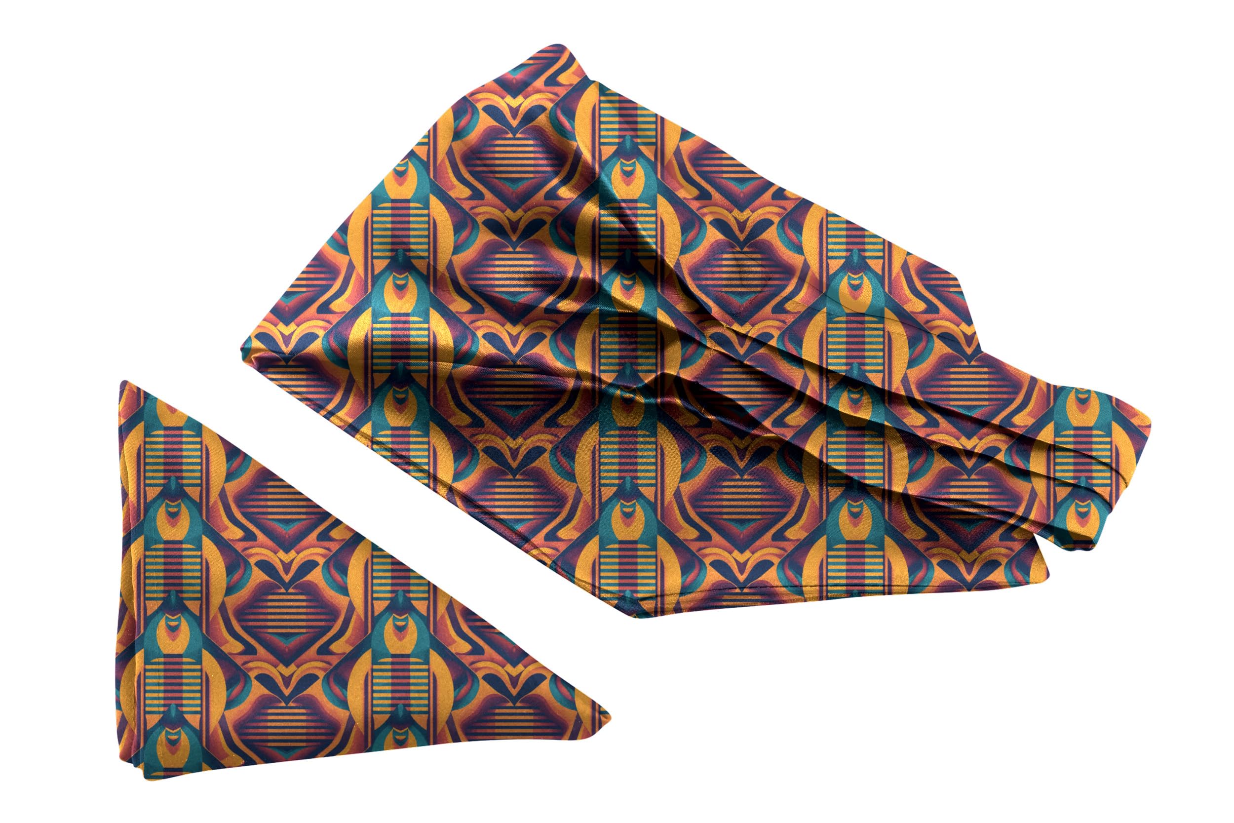 blacksmith Geometric Grooves Printed Ascot and Macthing Pocket Square for Men-picture-24