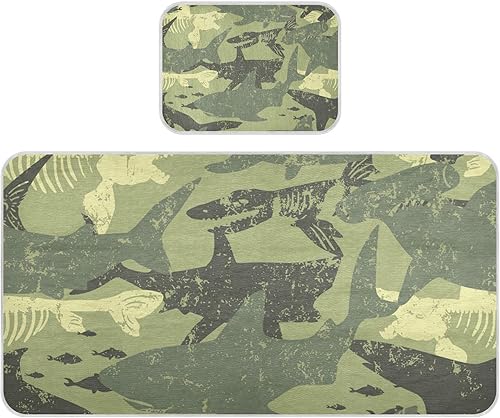 MCHIVER Almohadilla de cama de bebé de tiburón camuflaje con funda de almohada de seda de hielo, transpirable, almohadilla de colchón para cuna para