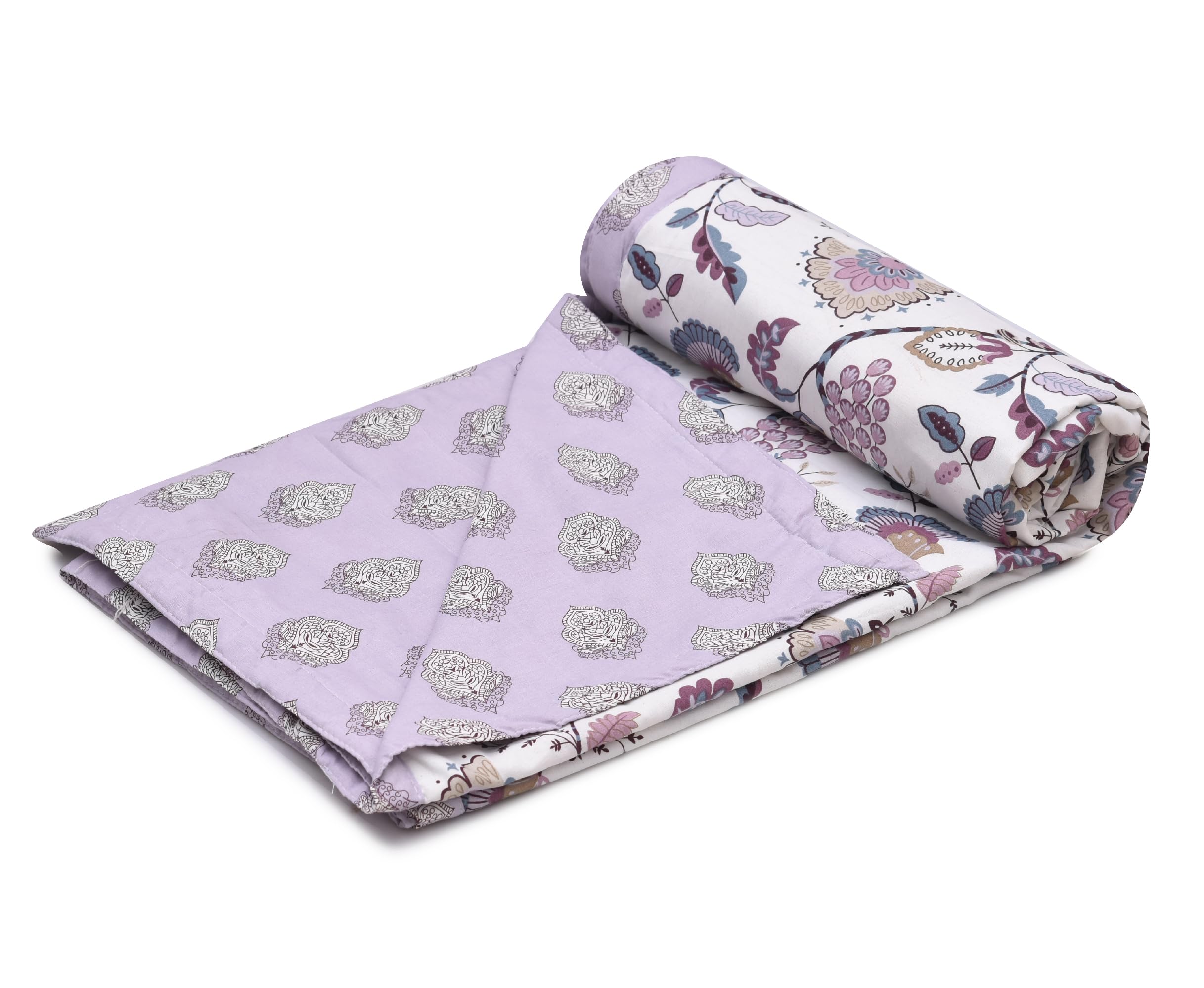COZY FURNISH 210 TC 100% Cotton Single Dohar Printed Lightweight Single AC-Dohar (Olive)-image-11