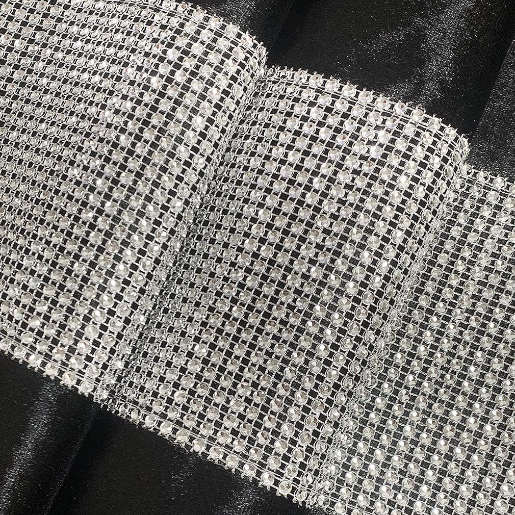 HeMiaor Wedding Tassel Modern Sequined Rhinestone Stylish Table Runner Shimmer Silver Rhinestone Fabric Classic Diamond Strip Mat Decoration for Party Banquet -Black,13inch x 98inch