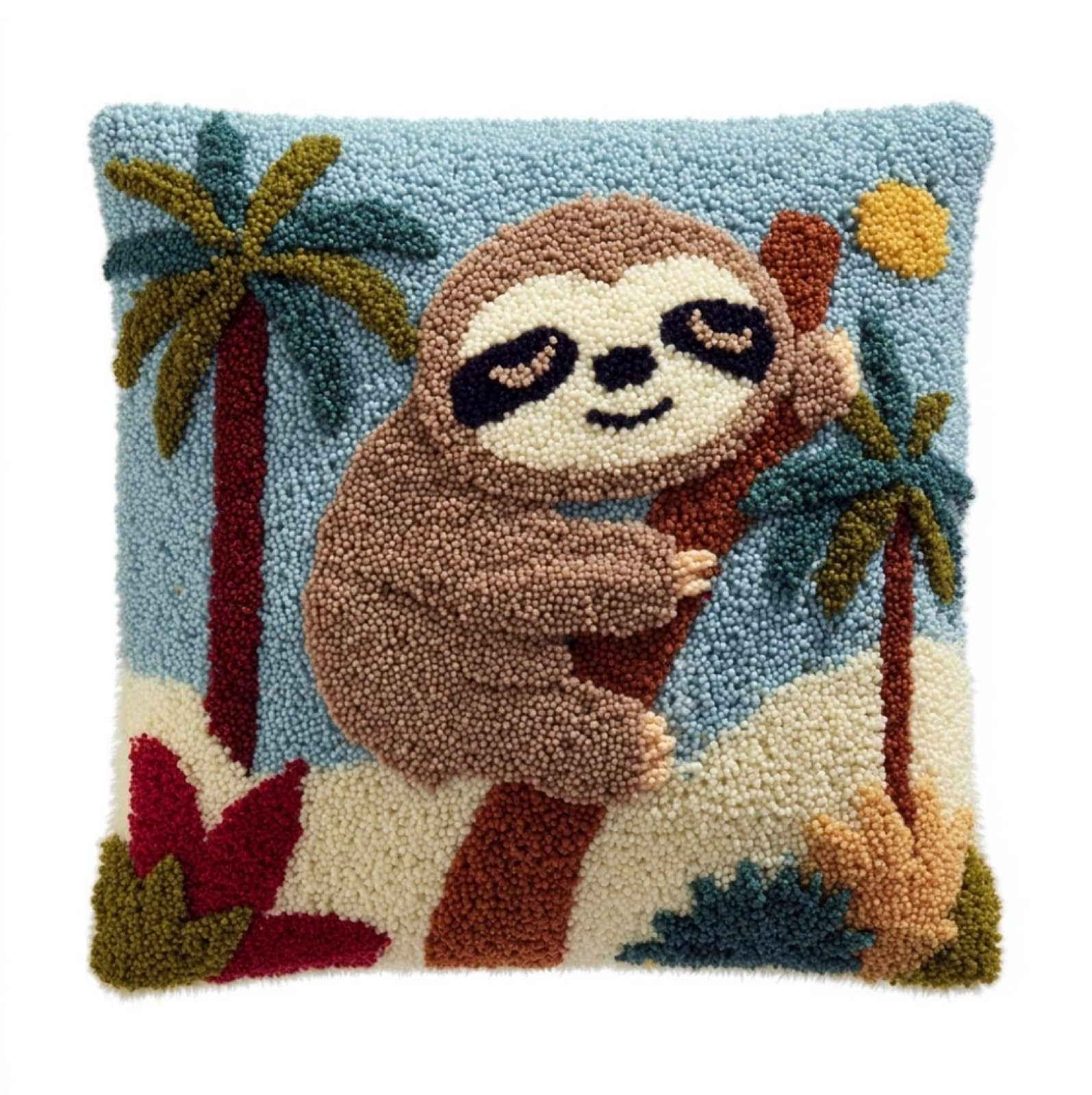 WallustrioaW Latch Hook Pillow Kit 43x43cm,Sloth