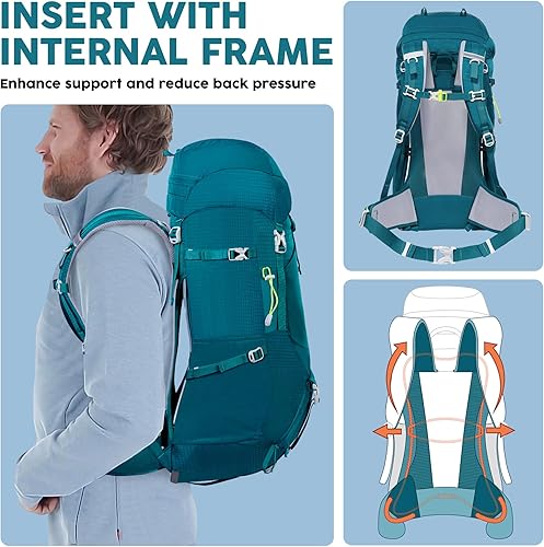 Miniatura 8 de N NEVO RHINO Mochila de senderismo con marco interno de 4050606580L, mochila de campamento para escalada de montaña, cubierta impermeable para lluvia