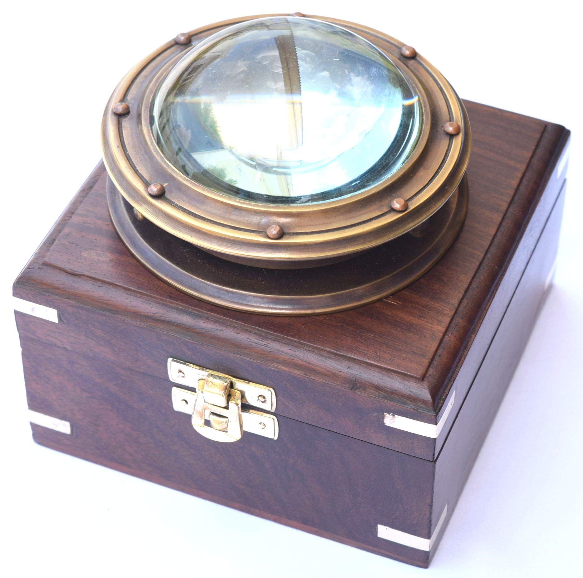 Buy RIRHTAJUS Magnifying Glass and Compass in Wooden Box, Dome