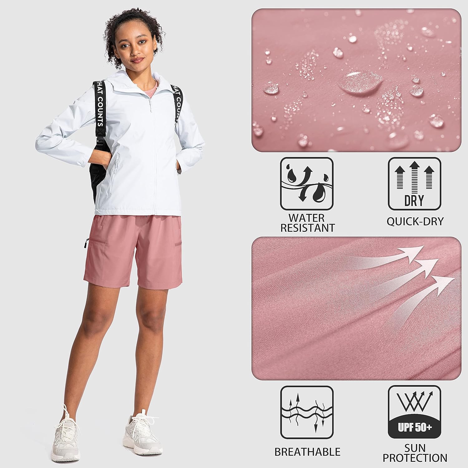 SANTINY Women's 5''/ 7''/9'' Hiking Cargo Shorts Quick Dry Lightweight Summer Shorts for Women Athletic Golf Zipper Pockets - Image 5